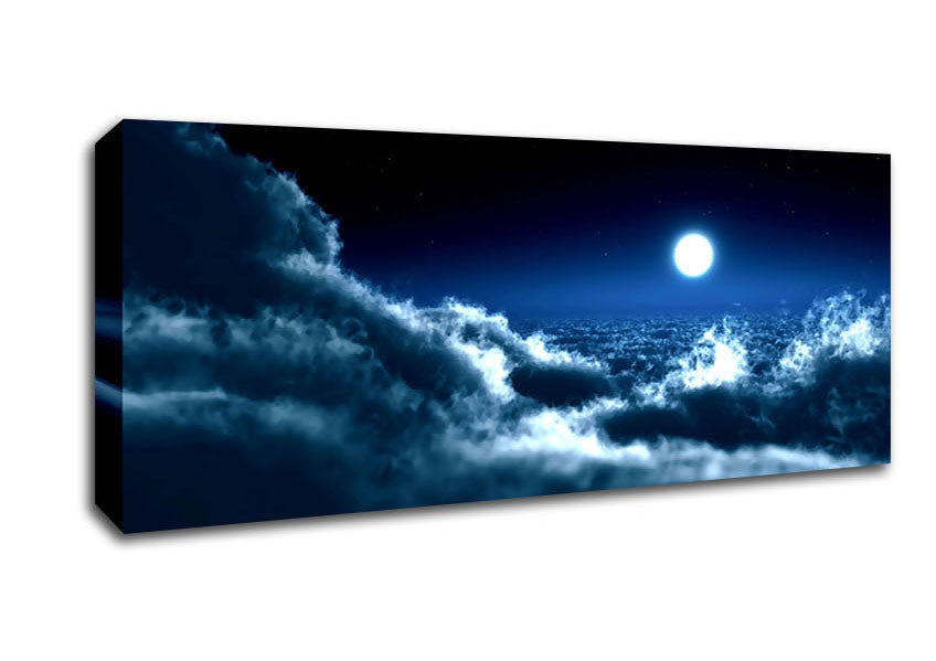 Picture of Moon Over Clouds Panoramic Canvas Wall Art