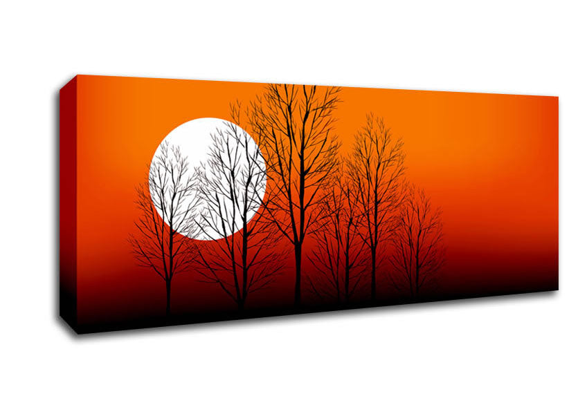 Picture of Orange Sunset Trees Panoramic Canvas Wall Art