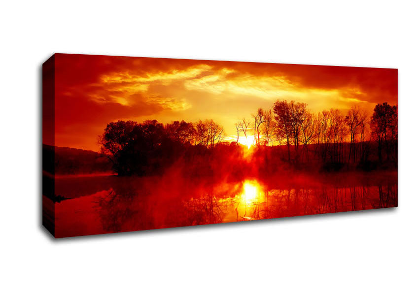 Picture of Stunning Lake Sunrise Reflections Panoramic Canvas Wall Art