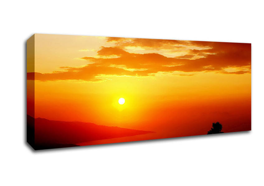 Picture of Morning Orange Sun Over The Ocean Panoramic Canvas Wall Art