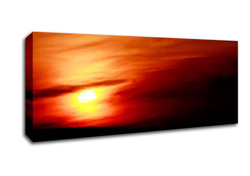 Picture of Sun Through The Red Clouds Panoramic Canvas Wall Art