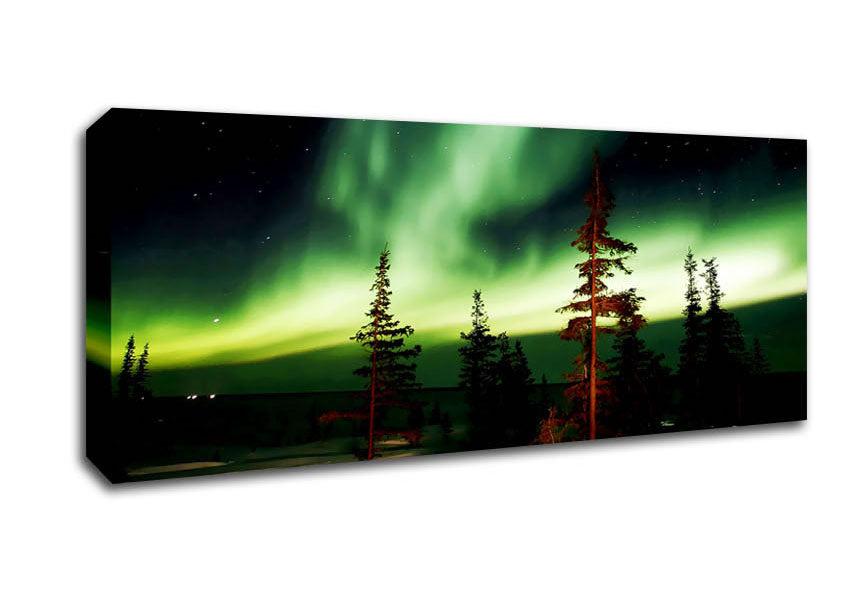 Picture of Northern Lights Green Panoramic Canvas Wall Art