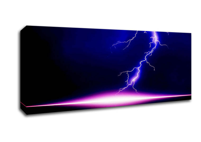 Picture of Blue Lightning Storm Pink Awakening Panoramic Canvas Wall Art