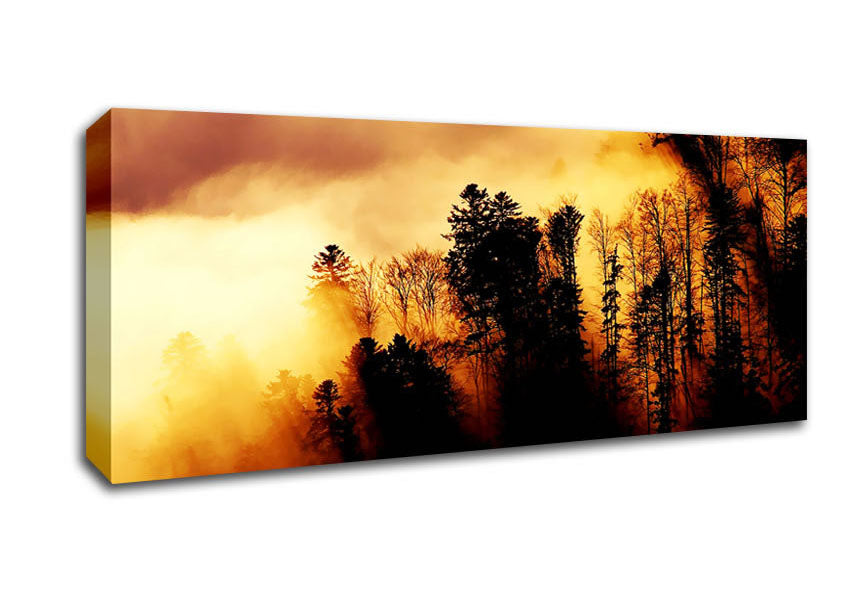 Picture of Heavens Golden Clouds Panoramic Canvas Wall Art