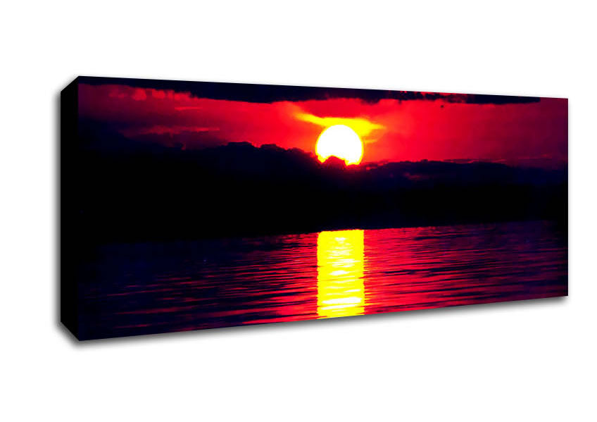 Picture of Sun Blaze Over The Red Ocean Sky Panoramic Canvas Wall Art