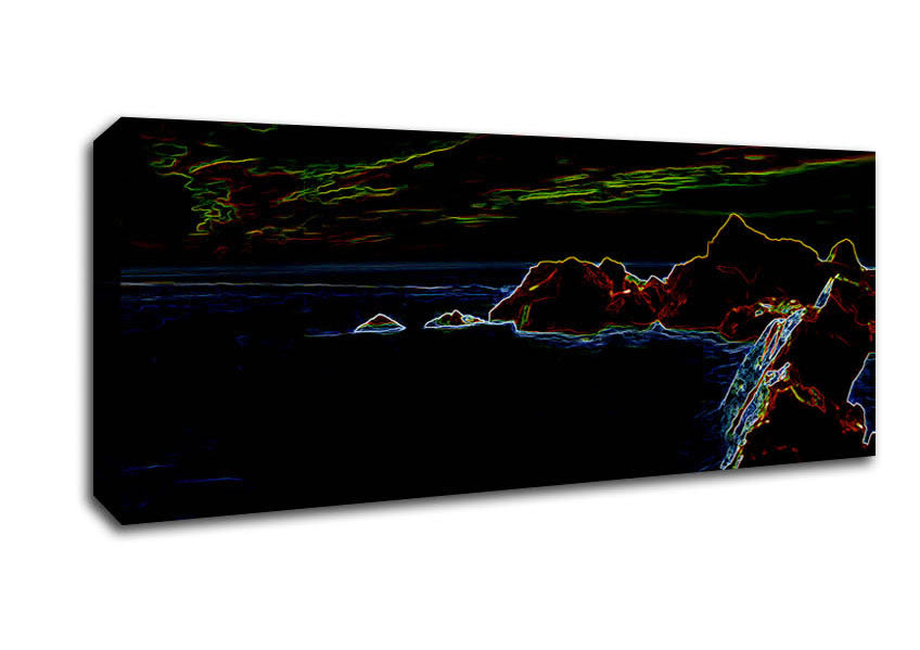 Picture of Neon Harbour Panoramic Canvas Wall Art