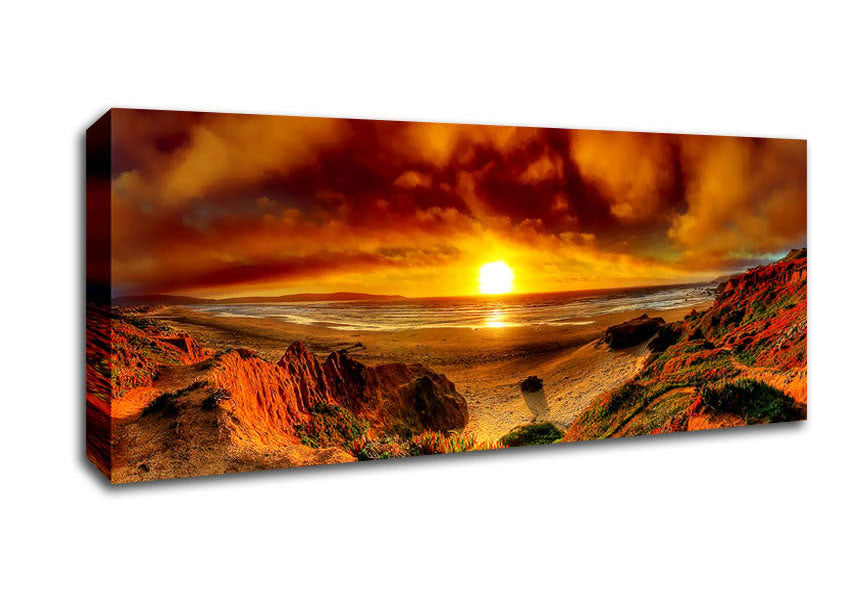 Picture of Beach Sunset Beauty Panoramic Canvas Wall Art