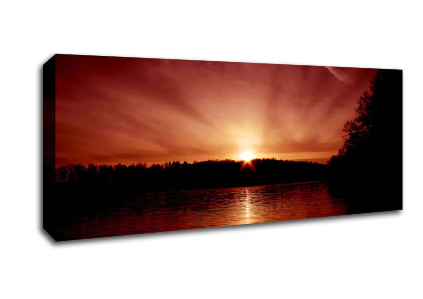 Picture of Sunblaze Ocean Panoramic Canvas Wall Art