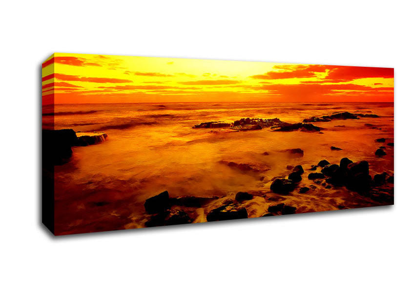 Picture of Glowing Ocean Sun Panoramic Canvas Wall Art