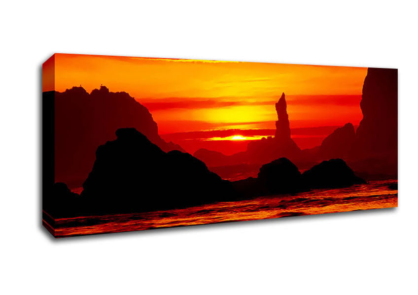 Picture of Orange Ocean Monuments Panoramic Canvas Wall Art