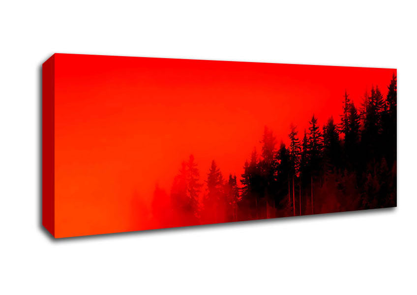 Picture of Red Mist Woodland Panoramic Canvas Wall Art