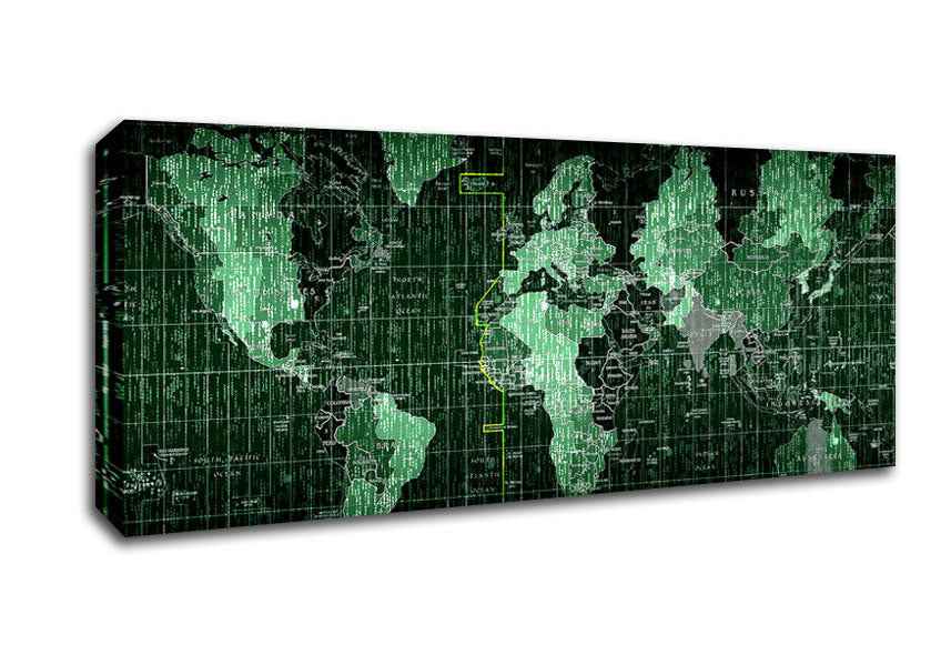 Picture of Matrix World Map Panoramic Canvas Wall Art