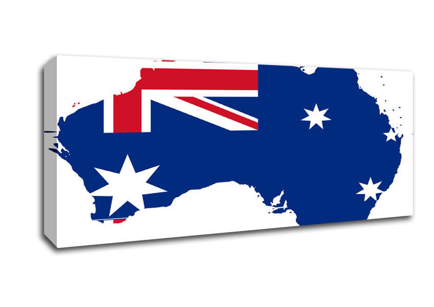 Picture of Australia Flag Map Panoramic Canvas Wall Art