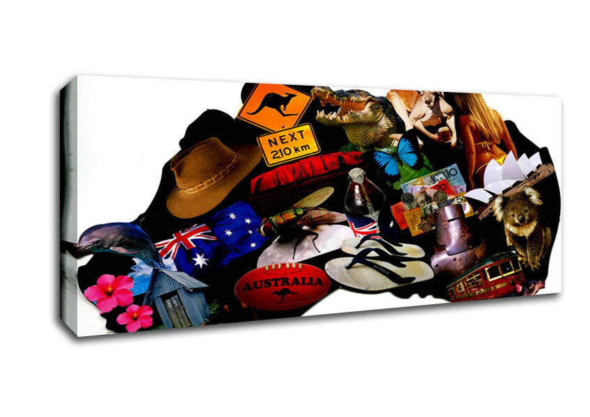 Picture of Australia Map Of Images Panoramic Canvas Wall Art