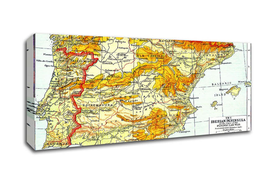 Picture of Map Of Spain Panoramic Canvas Wall Art