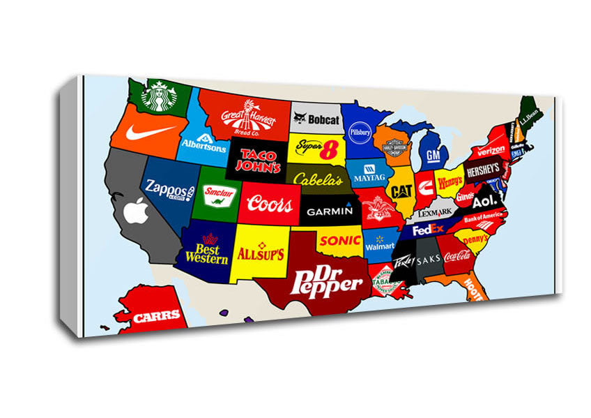 Picture of United Corporations Of America Map Panoramic Canvas Wall Art