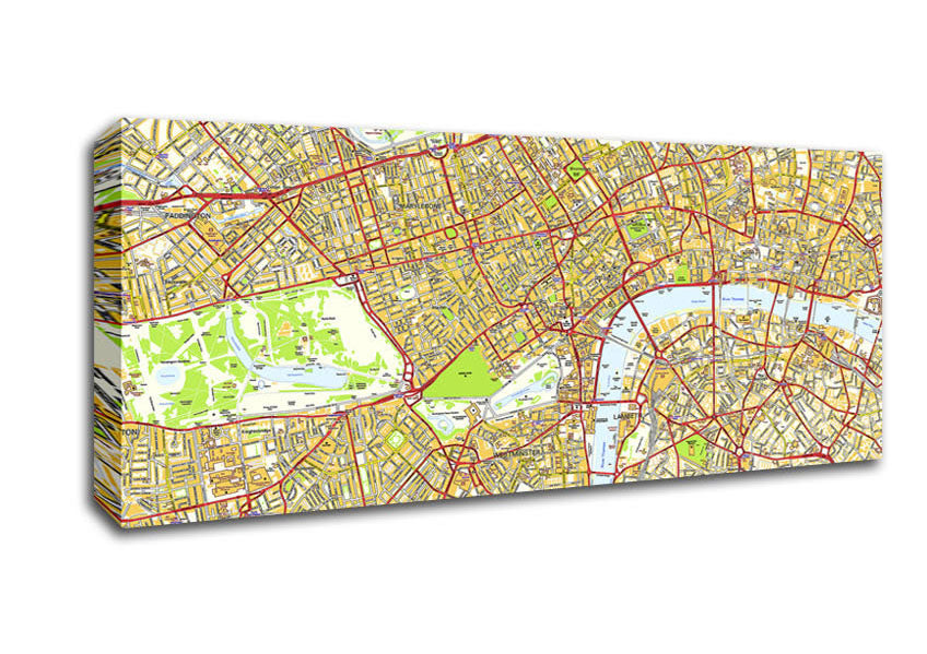 Picture of Map Of London Panoramic Canvas Wall Art