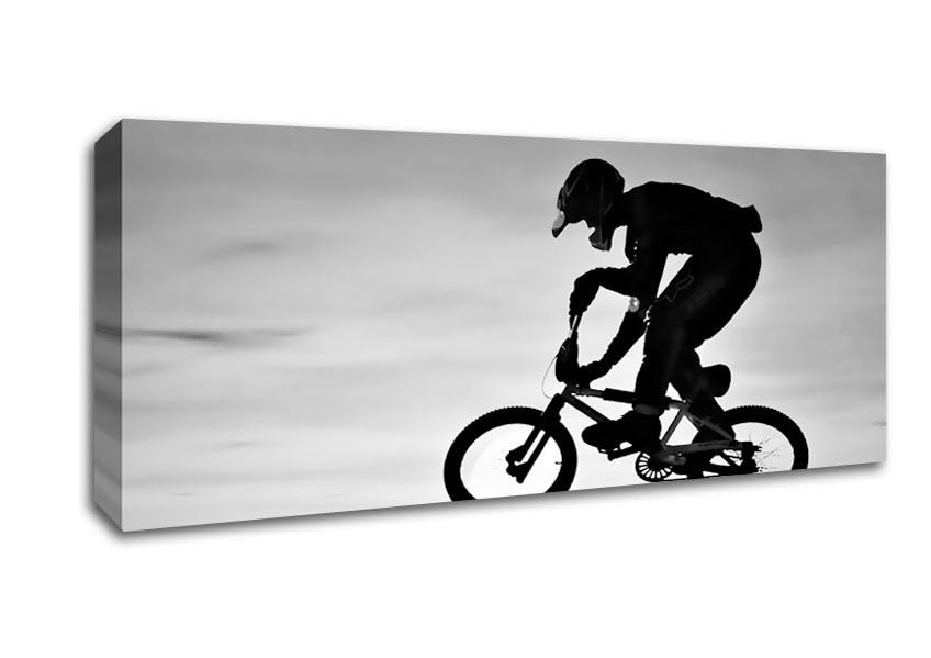 Picture of BMX Jump B n W Panoramic Canvas Wall Art