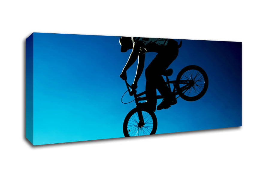 Picture of Bmx Front Wheelie Panoramic Canvas Wall Art