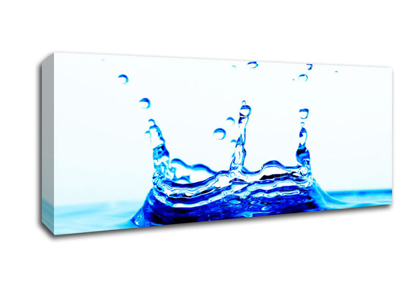 Picture of Blue Water Droplets Panoramic Canvas Wall Art