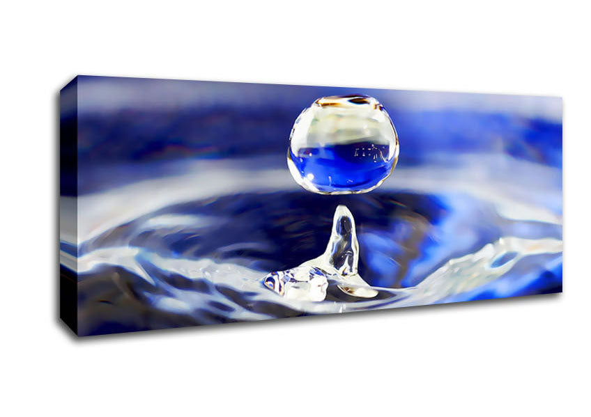 Picture of Blue Water Droplet Panoramic Canvas Wall Art