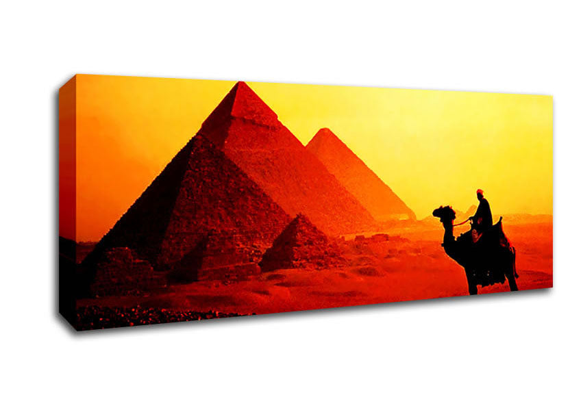 Picture of Camel Pyramid Ride Panoramic Canvas Wall Art