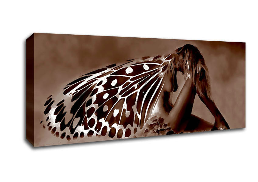 Picture of Chocolate Butterfly Landing Panoramic Canvas Wall Art