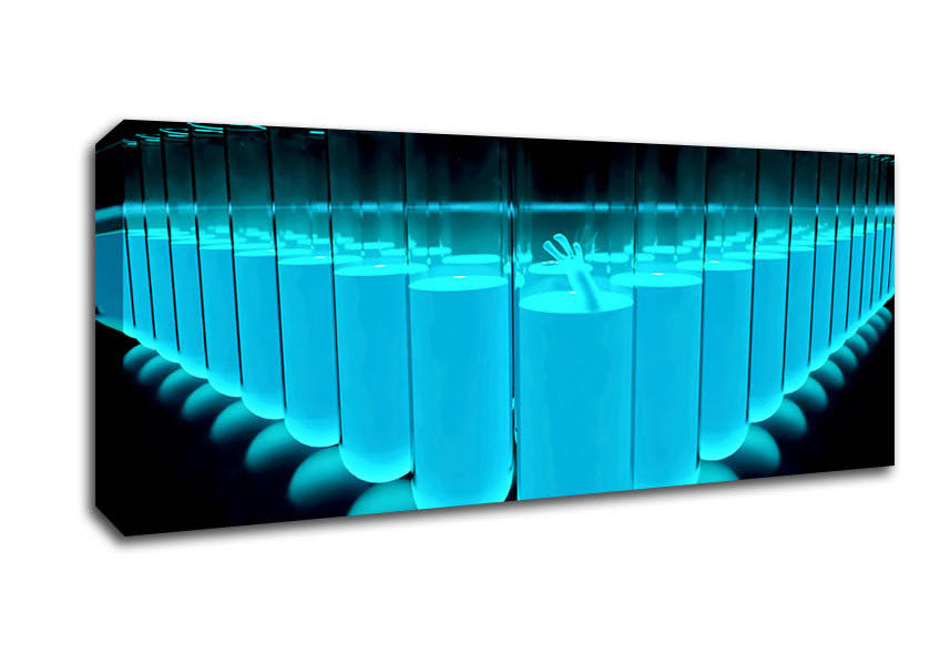 Picture of Blue Test Tubes Panoramic Canvas Wall Art