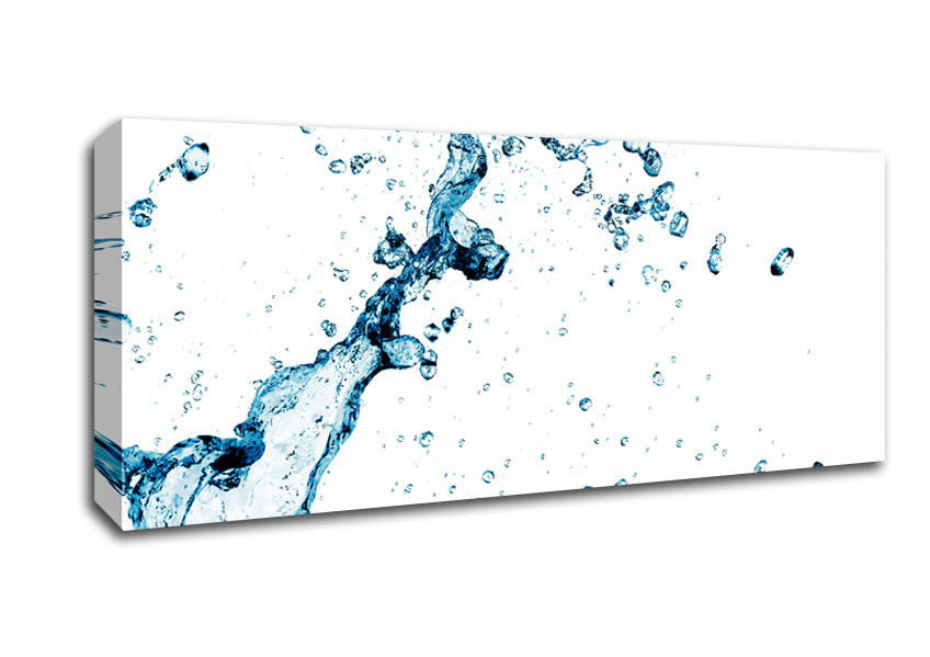 Picture of Blue Water Droplet Galore Panoramic Canvas Wall Art