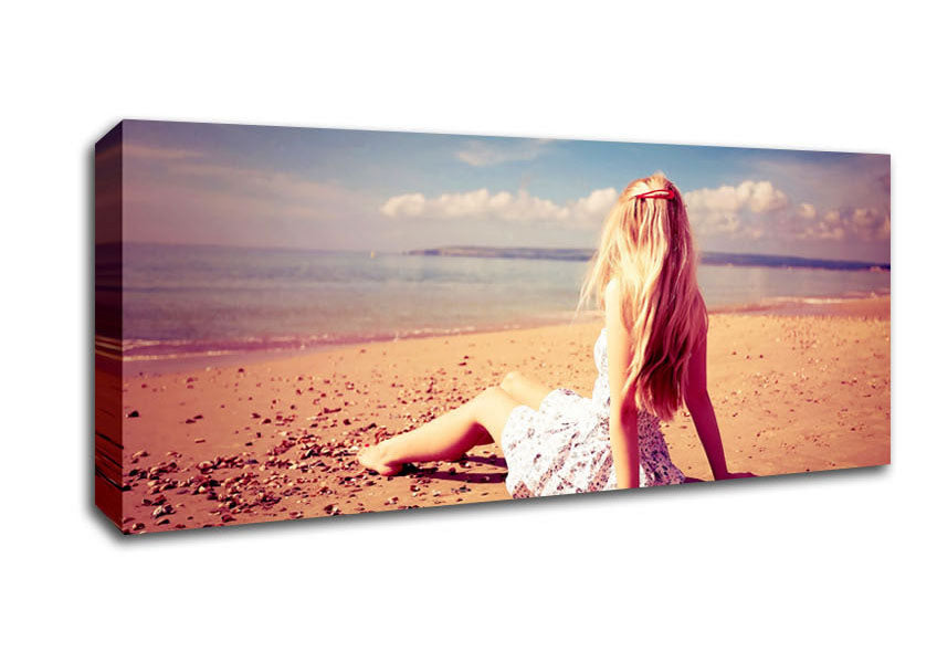 Picture of Beach Girl Panoramic Canvas Wall Art