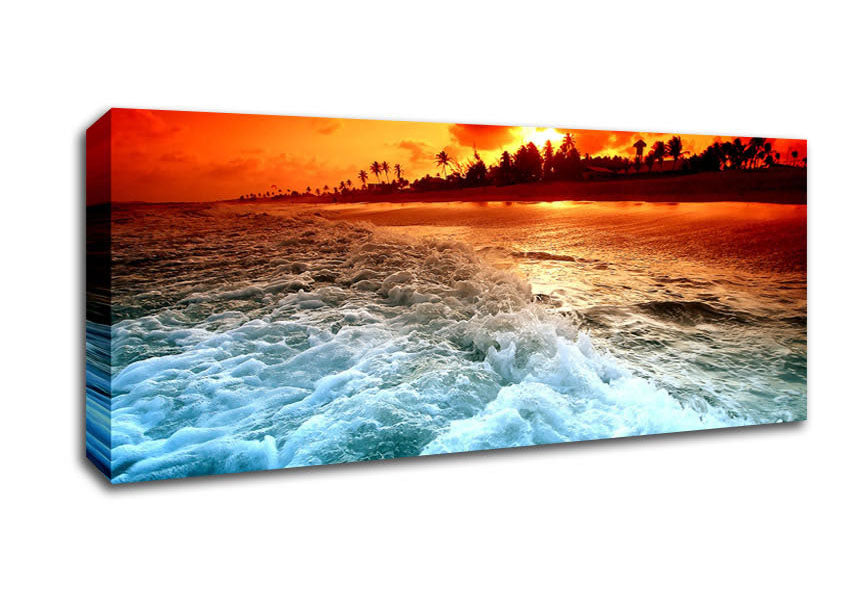 Picture of Tropical Beach Sunset Panoramic Canvas Wall Art