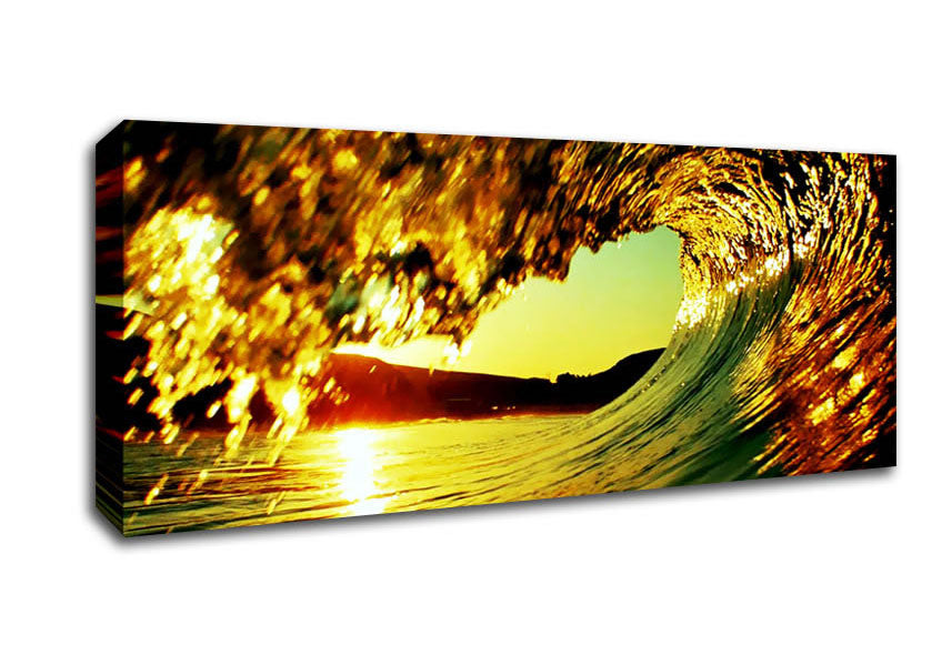 Picture of Surfers Sun Wave Panoramic Canvas Wall Art