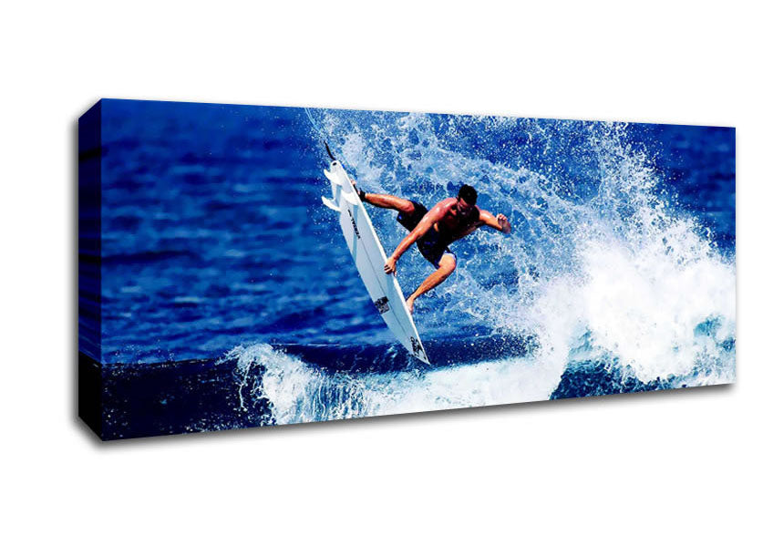 Picture of Surfer Jumping The Wave Panoramic Canvas Wall Art