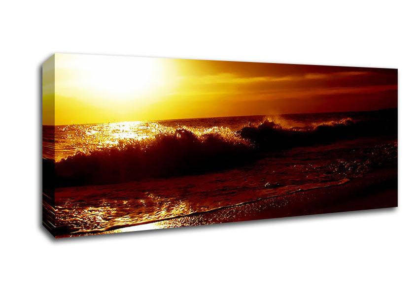 Picture of Caramel Ocean Shoreline Panoramic Canvas Wall Art