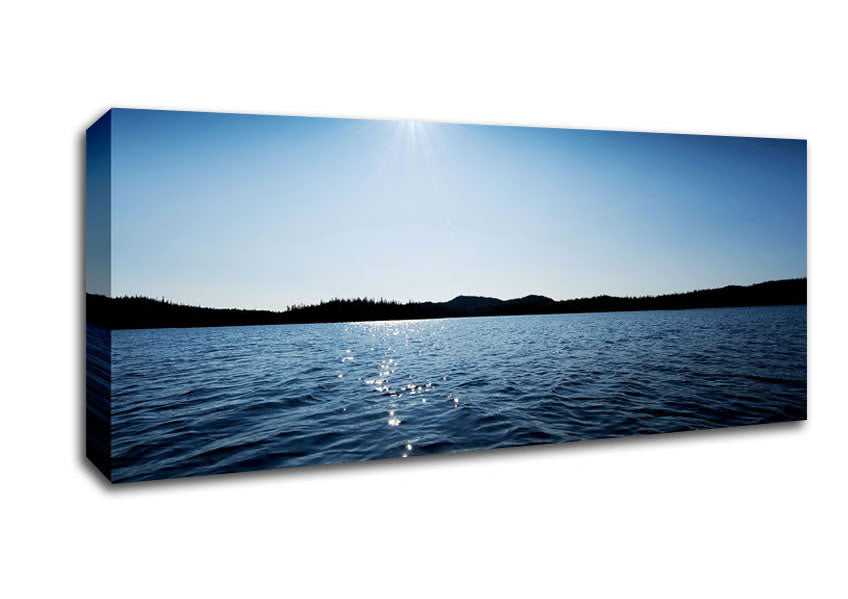 Picture of Blue Ocean Sun Panoramic Canvas Wall Art