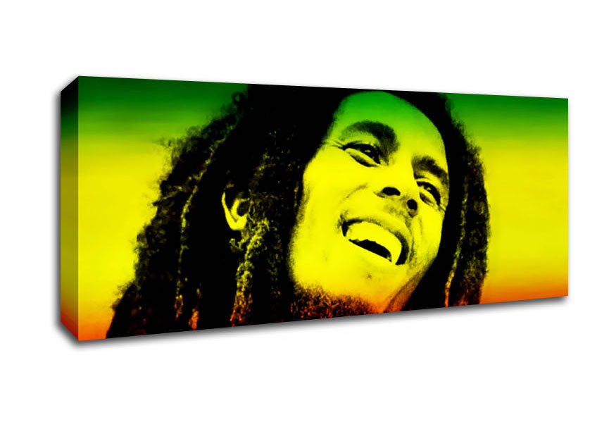 Picture of Bob Marley Rasta Colours Panoramic Canvas Wall Art