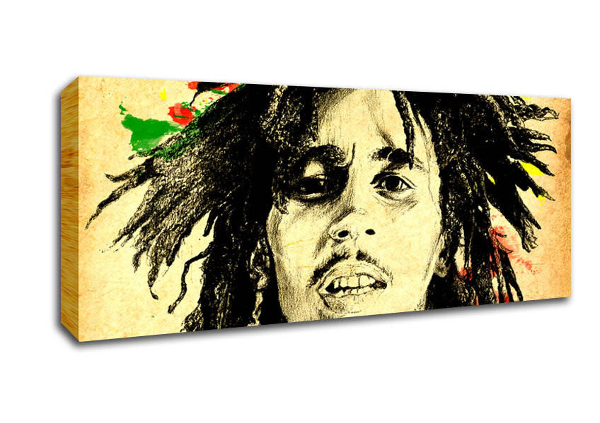 Picture of Bob Marley Splash Colour Panoramic Canvas Wall Art