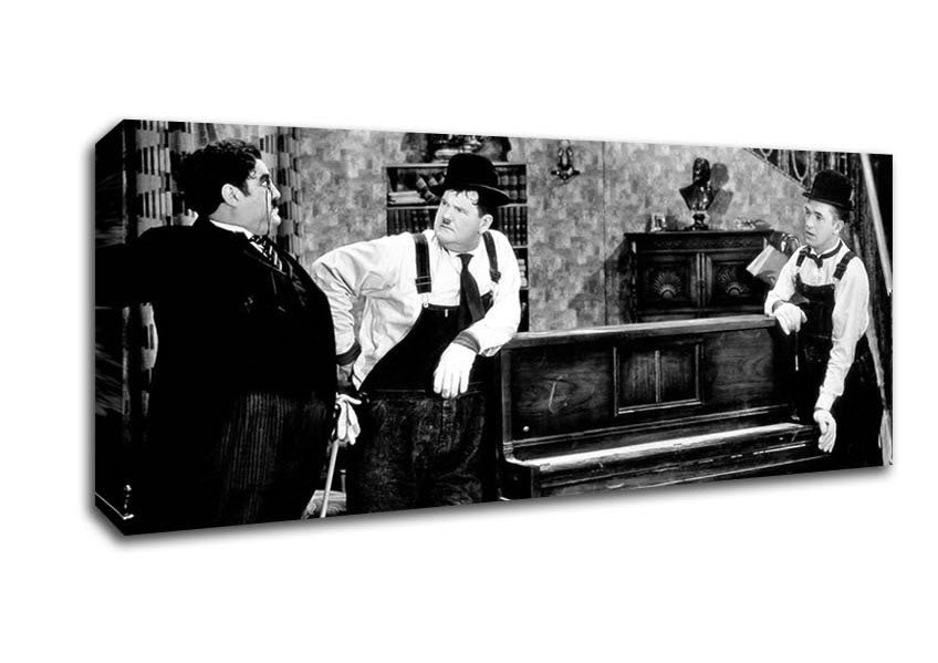 Picture of Laurel And Hardy Piano Break Panoramic Canvas Wall Art