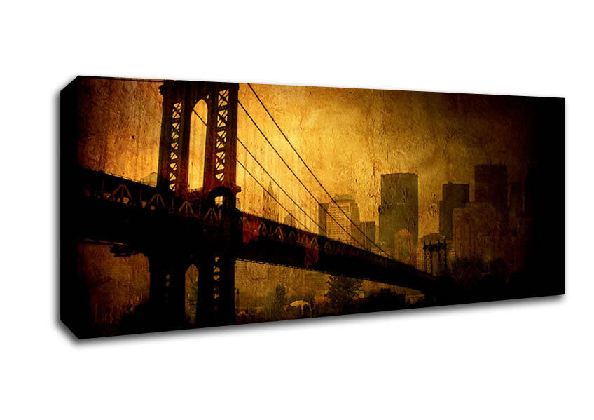 Picture of Brooklyn Bridge Retro Panoramic Canvas Wall Art