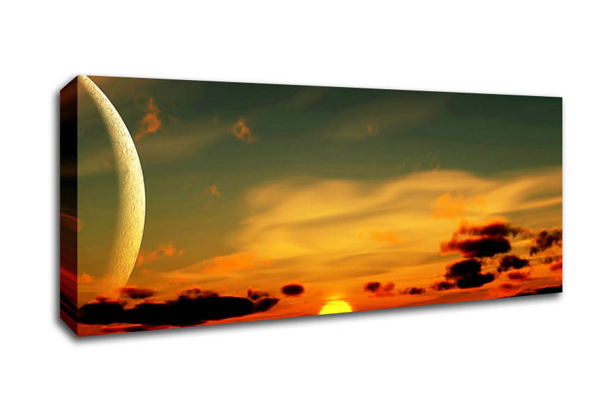 Picture of Beautiful Sunset Moon Panoramic Canvas Wall Art