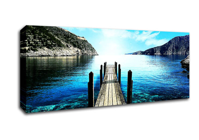 Picture of The Old Boat Dock Ocean Panoramic Canvas Wall Art