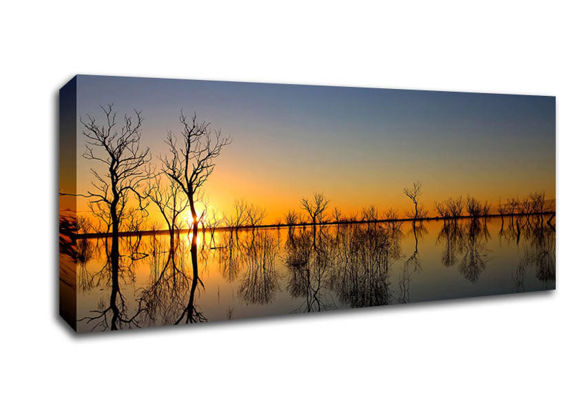 Picture of Beautiful Reflections Of The Winter Trees Panoramic Canvas Wall Art