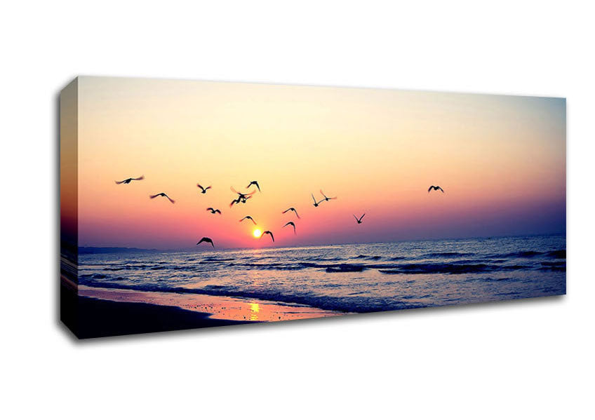 Picture of Birds In Paradise Panoramic Canvas Wall Art