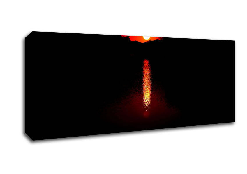 Picture of As The Stunning Red Sun Goes Down Panoramic Canvas Wall Art