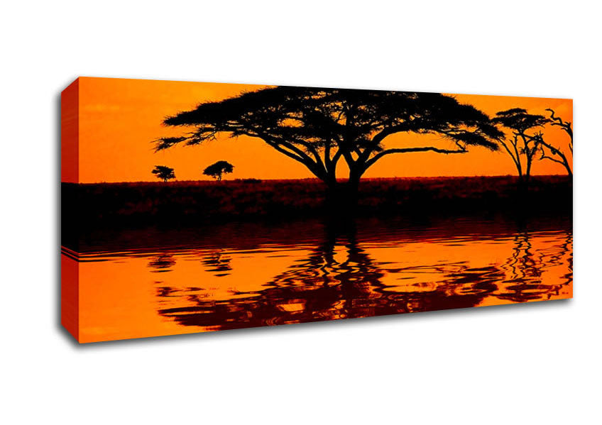 Picture of African Tree Reflection Panoramic Canvas Wall Art