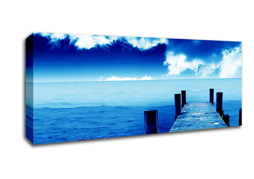 Picture of Boardwalk Ocean Blues Panoramic Canvas Wall Art