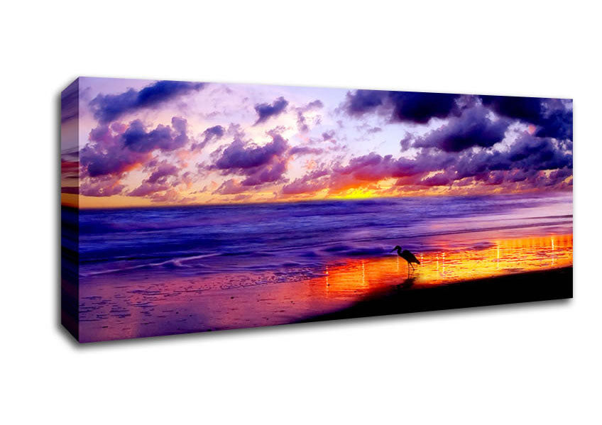 Picture of Blazing Ocean Sunset Panoramic Canvas Wall Art