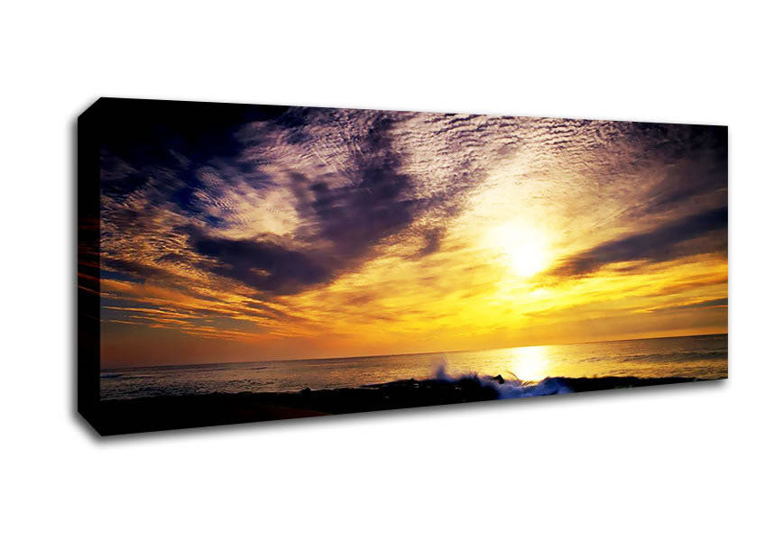 Picture of Yellow Ocean Sunblaze Panoramic Canvas Wall Art