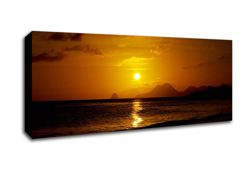 Picture of Caramel Ocean Sunset Panoramic Canvas Wall Art