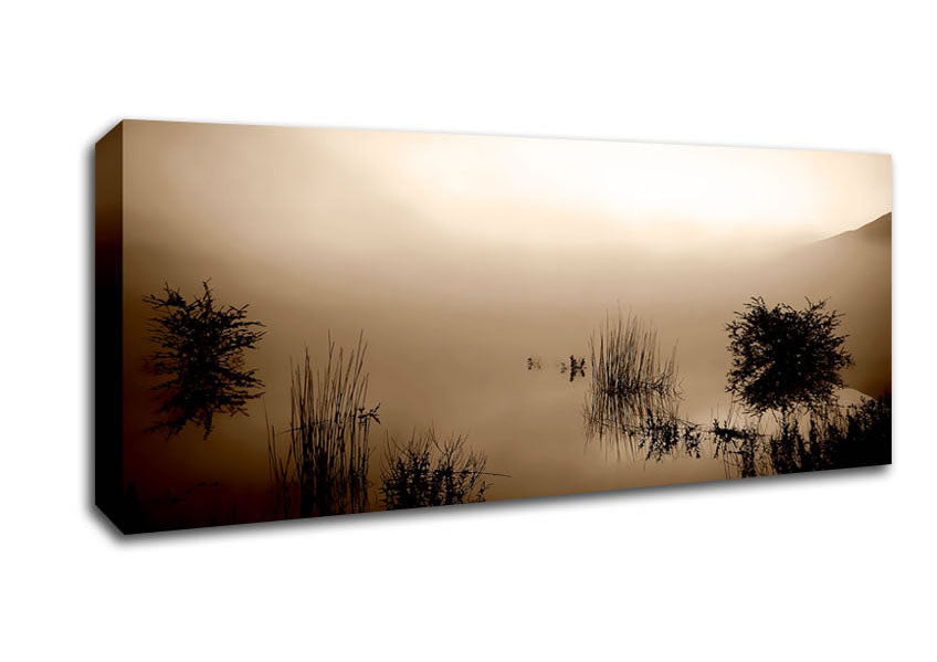 Picture of Brown Misty Lake Panoramic Canvas Wall Art